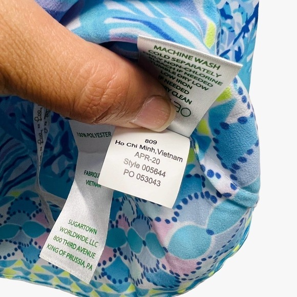 Lilly Pulitzer Fishful Thinking Lizzie Top In Bermuda Blue Size XS - Picture 7 of 9